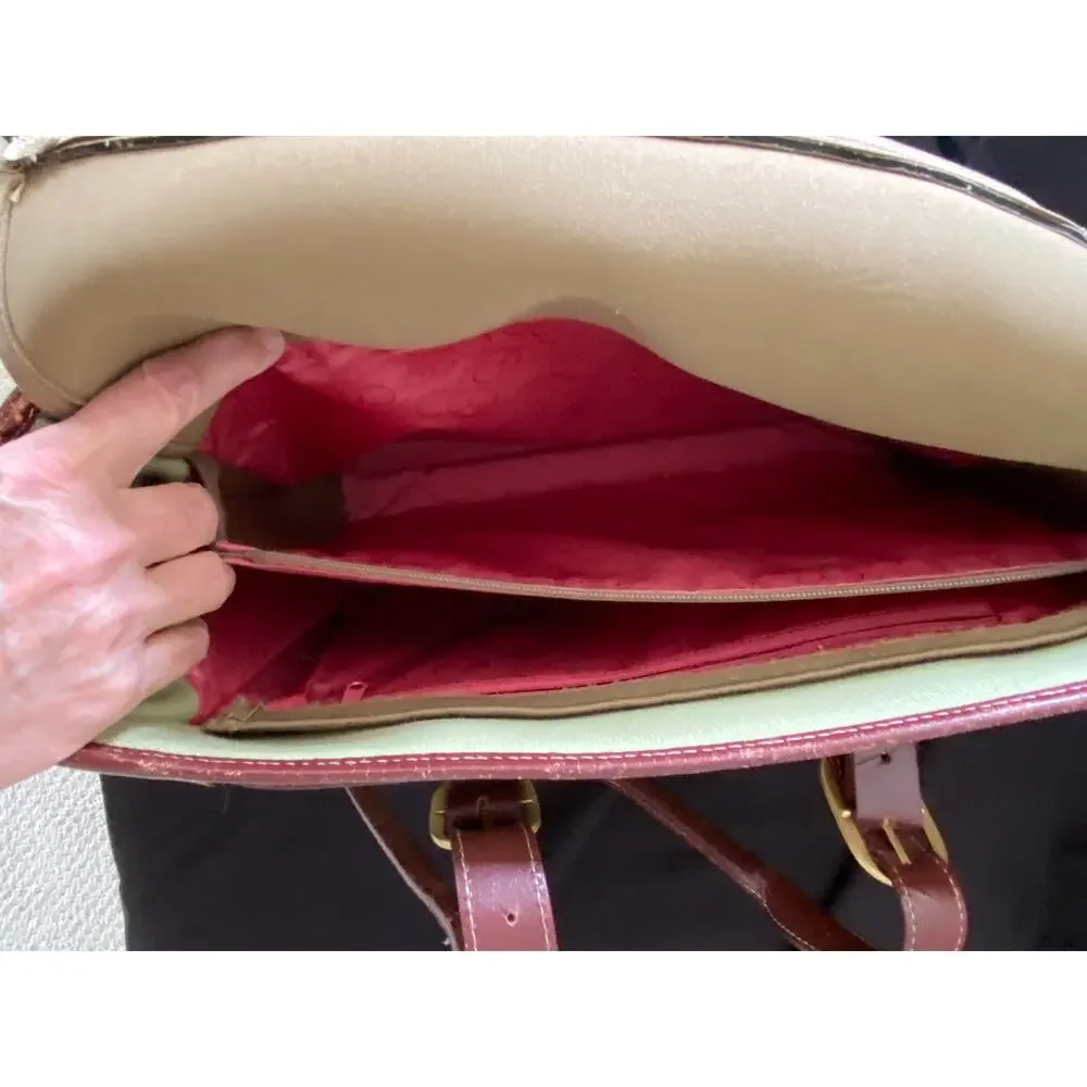 Coakley travel work bag - canvas and british tan leather with padding pockets